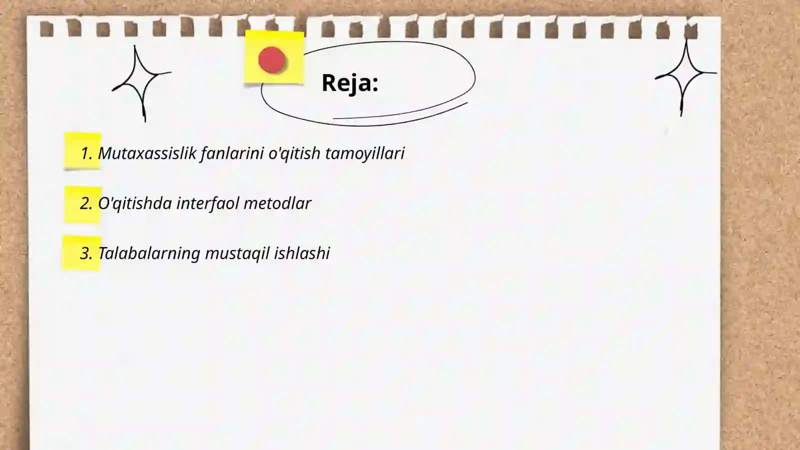 Mutaxassislik fanini o'qitish metodikasi fanini o'qitish tamoyillari va metodlari 2