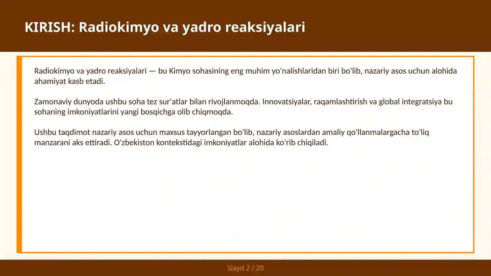 Radiokimyo va yadro reaksiyalari 2