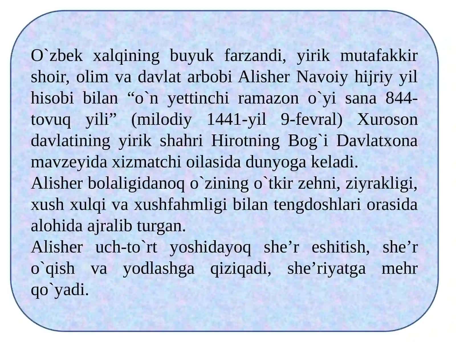 Alisher Navoiy hayoti 2