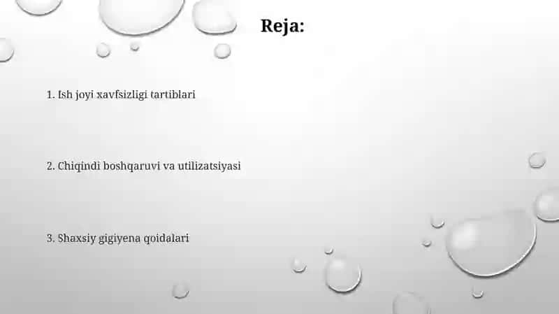 Texnika va sanitariya gigeniya qoidalari 2