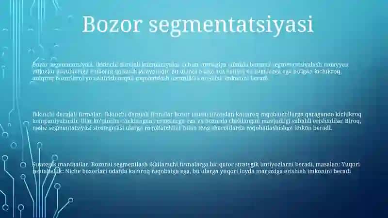 Ikkinchi Darajali O`Rinda Bo`Lgan Firmalar Strategiyasi 2