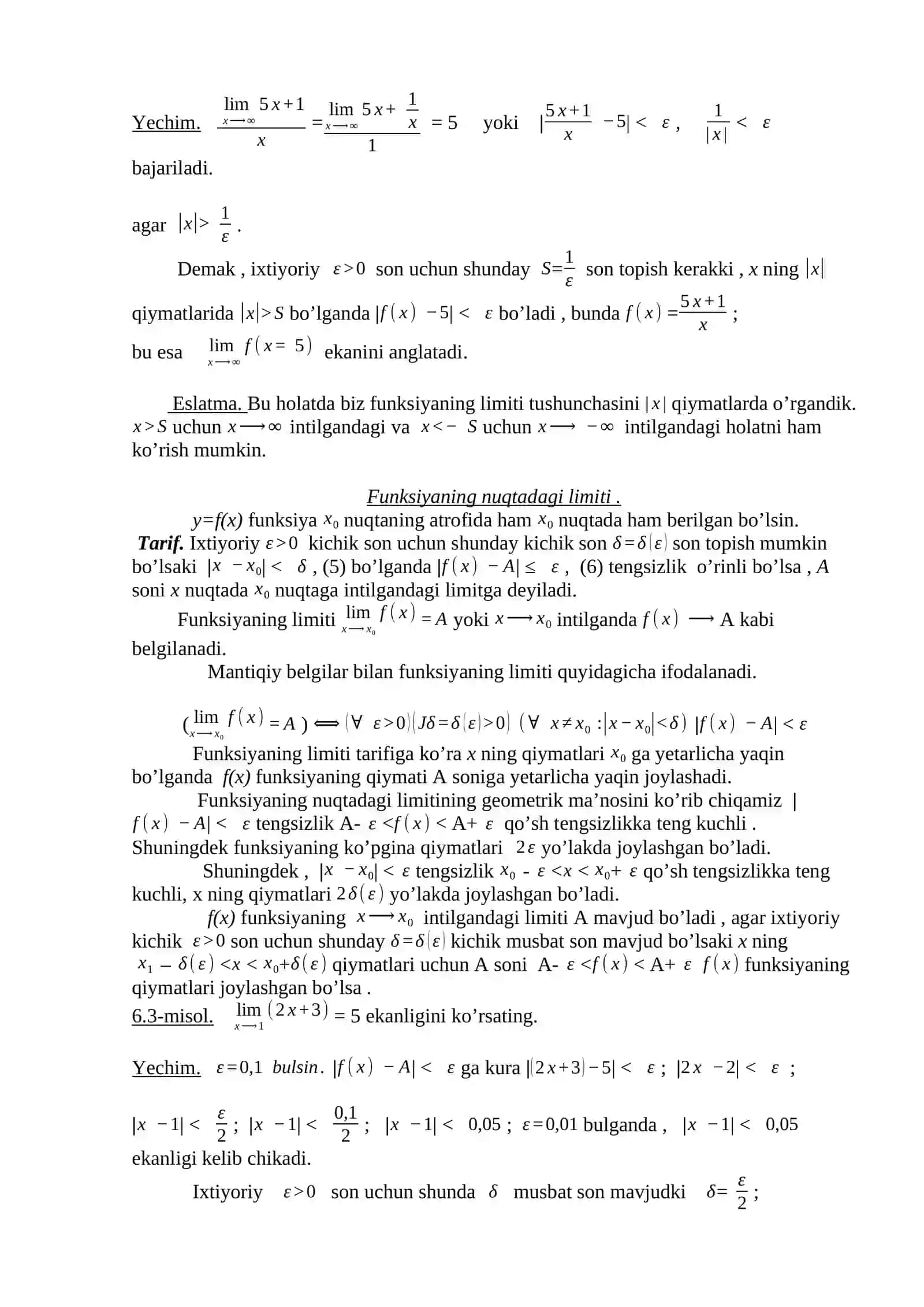 Funksiya limiti 2