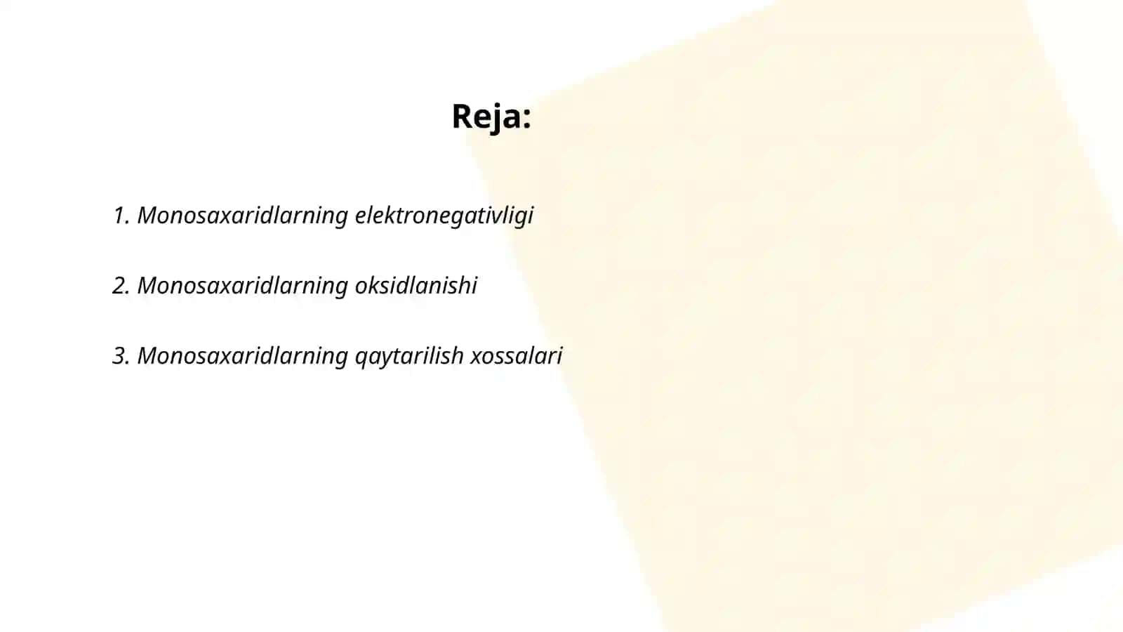 Monosaxaridlarning kimyoviy xossalari 2