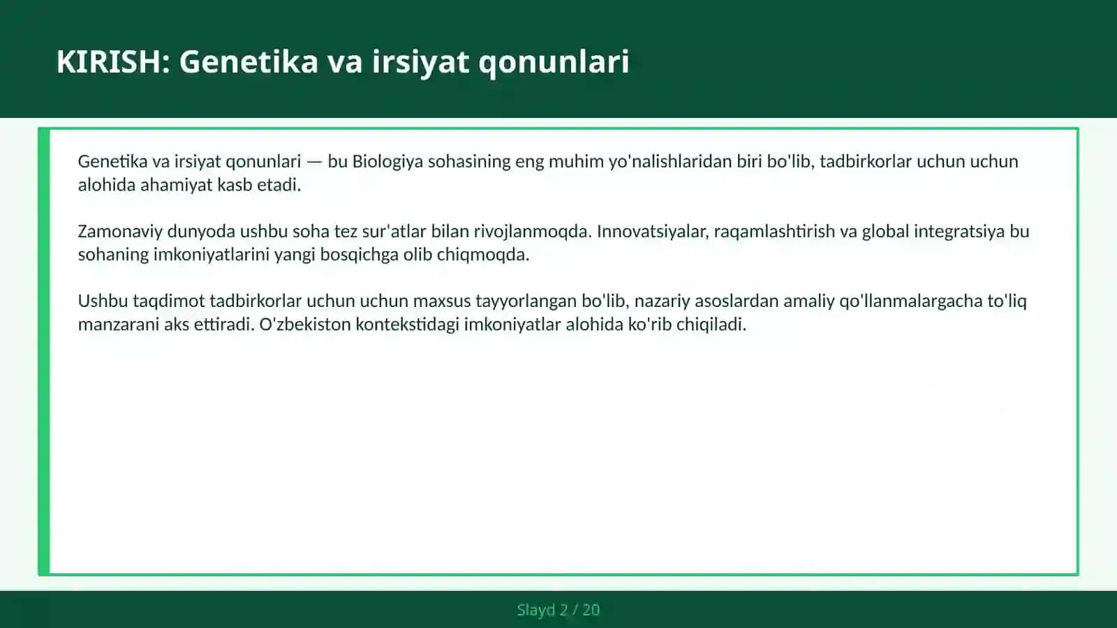 GENETIKA VA IRSIYAT QONUNLARI 2