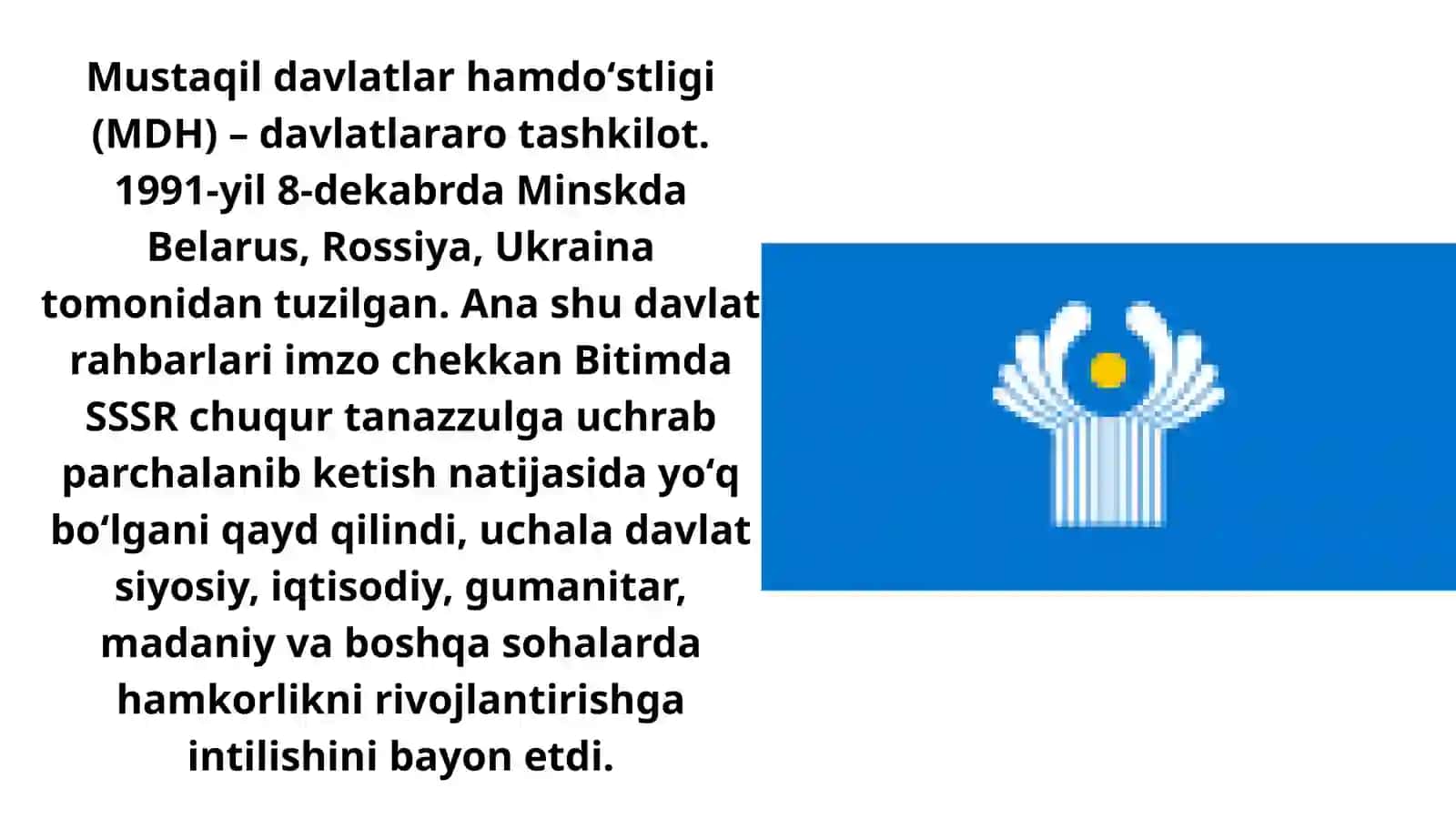 Mustaqil Davlatlar Hamdo’stligining tashkil topishi 2
