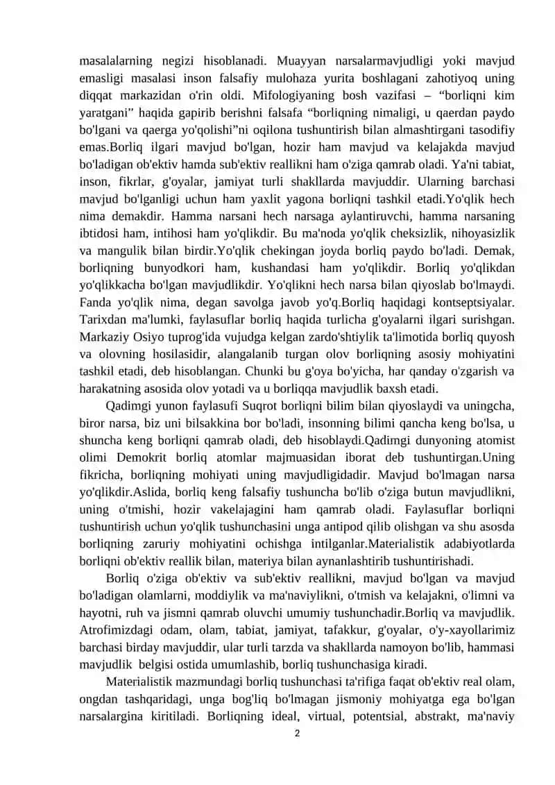 Borliq va rivojlanish falsafasi 2