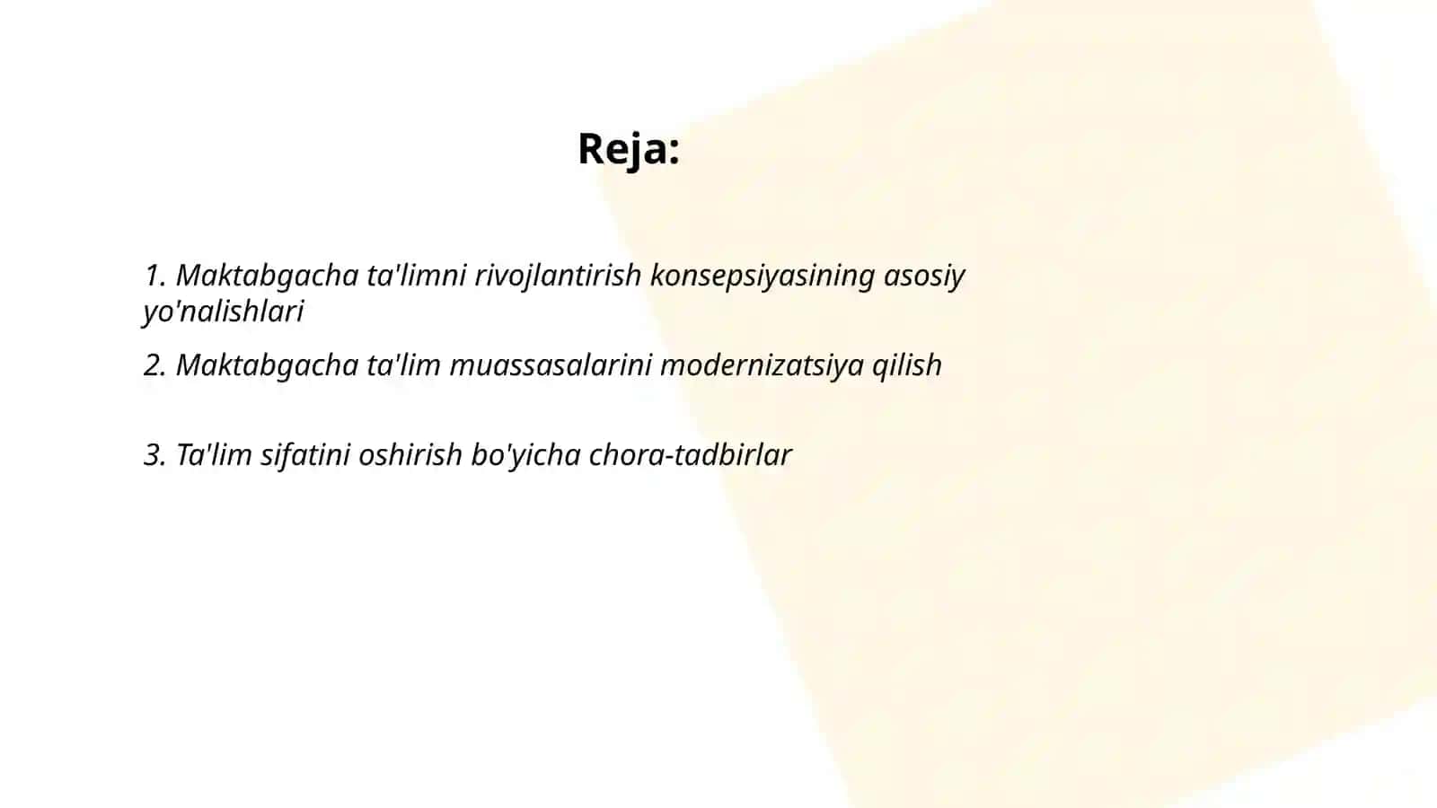 Maktabgacha taʼlim tizimini rivojlantirish 2
