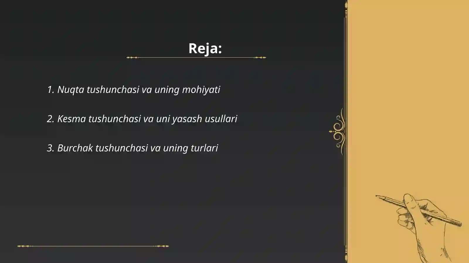O'quvchilarda nuqta kesma, burchak va ko'p burchak haqida tasavvurlarni shakllantirish va ularni yasashni o'rgatish metodikasi 2