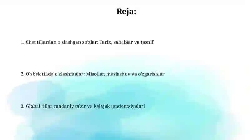 O'zbek tilida o'zlashma so'zlar 2