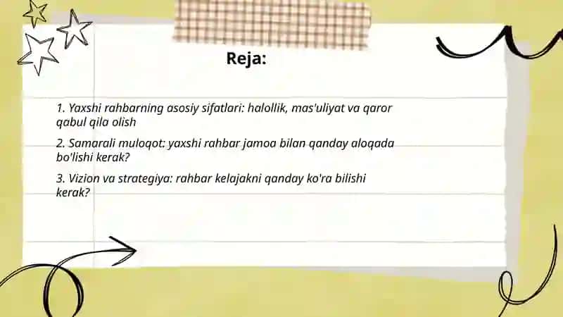 "Yaxshi rahbar qanday boʻlishi kerak?" mavzusida esse yozish 2