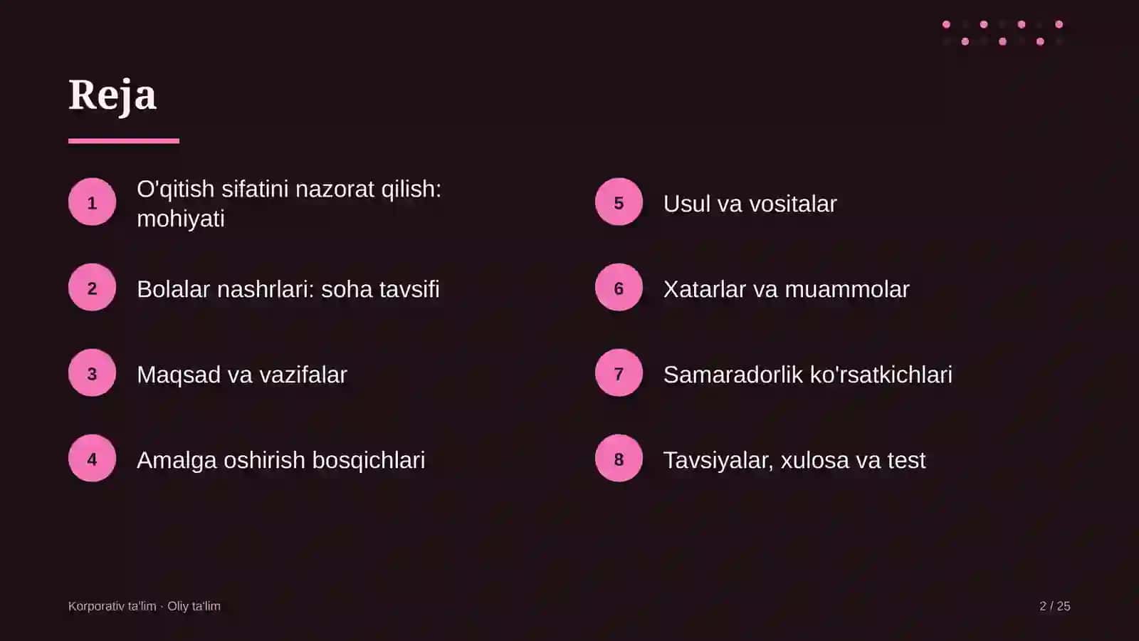 Bolalar nashrlarida o'qitish sifatini nazorat qilish 2