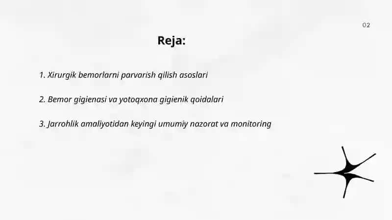 XIRURGIK BEMORLARNI PARVARISH ASOSLARI 2