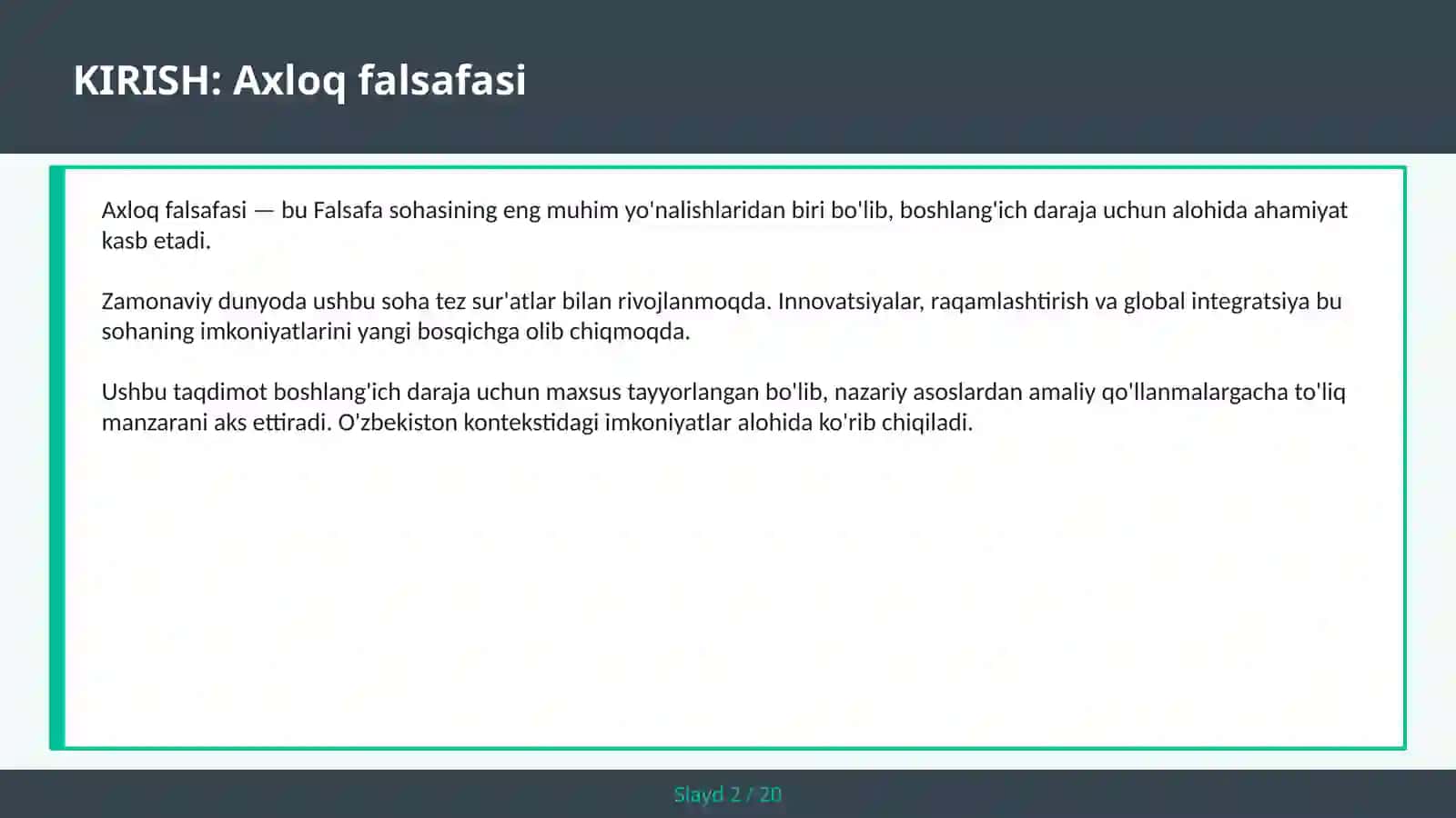 AXLOQ FALSAFASI 2