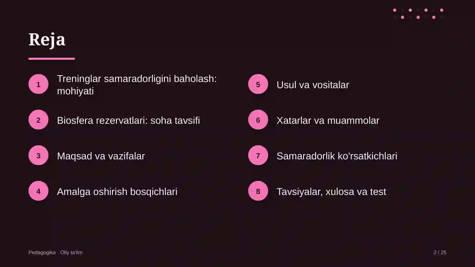 Biosfera rezervatlarida treninglar samaradorligini baholash 2