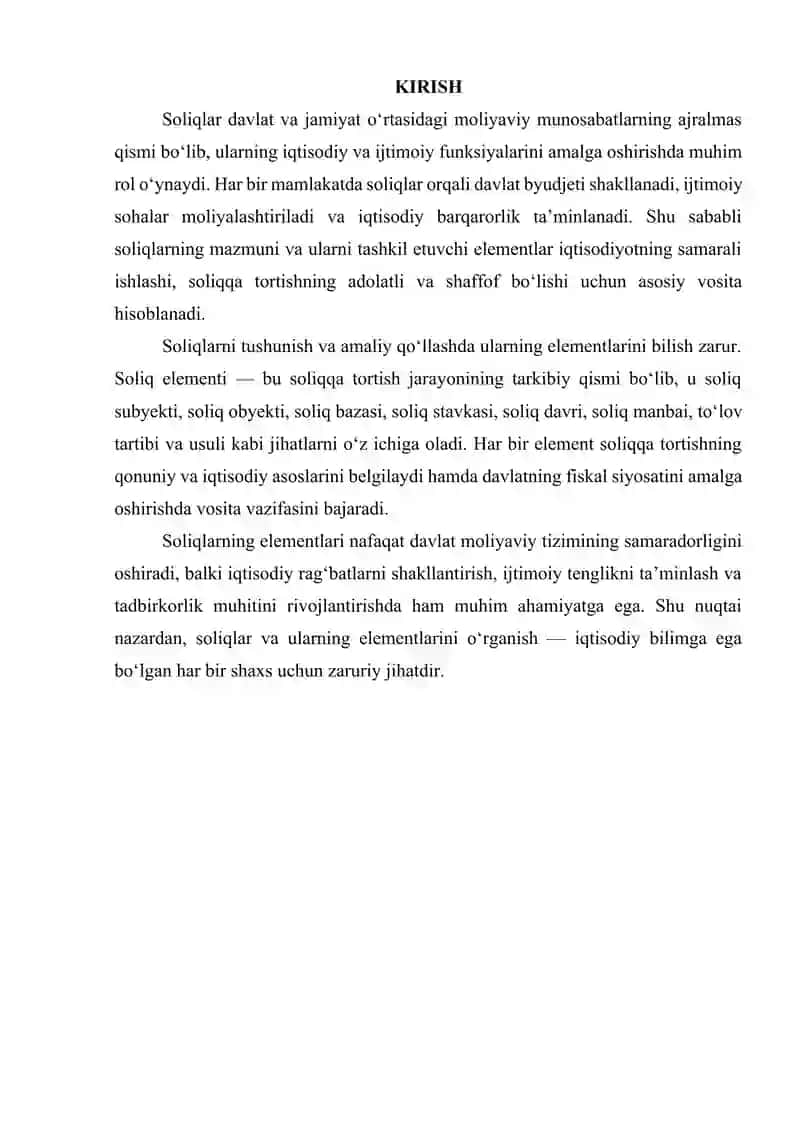 Soliqlarning elementlari va ularga tavsif 2