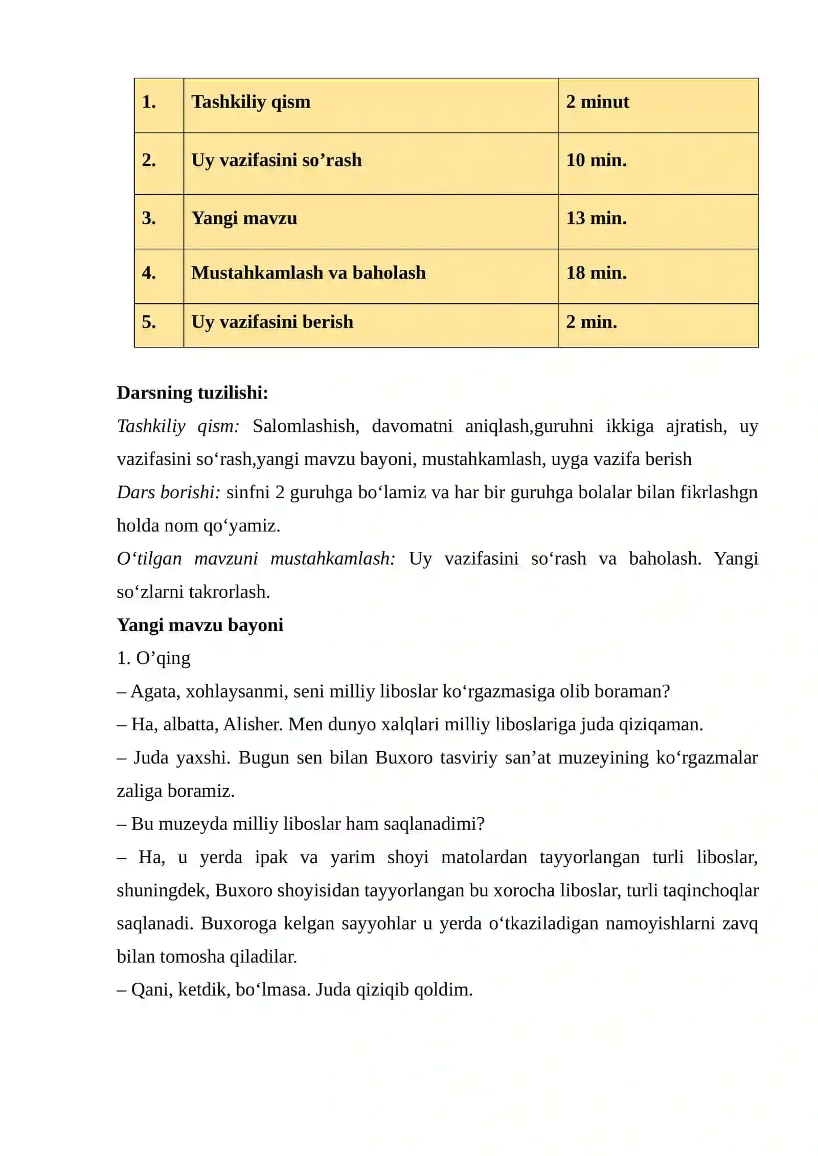 Milliy liboslar 6-sinf dars ishlanma 2
