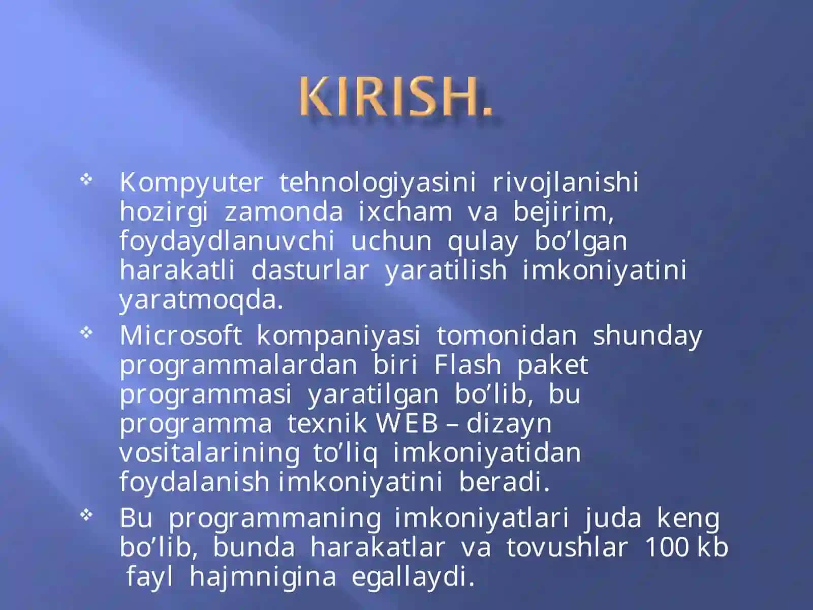 Flash dasturining imkoniyatlari 2