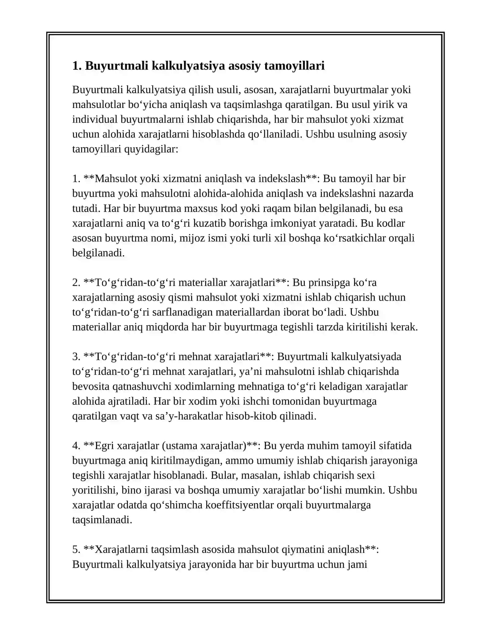 BUYURTMALI KALKULYATSIYA QILISH USULI 2