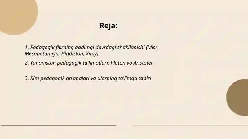 Pedagogik ta’limotlar tarixi 2