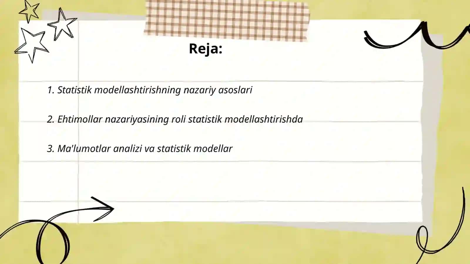 Modellashtirishning statistik asoslari 2