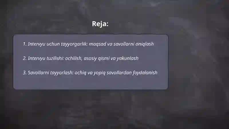 Intervyu olish va intervyu berish qoidalari 2