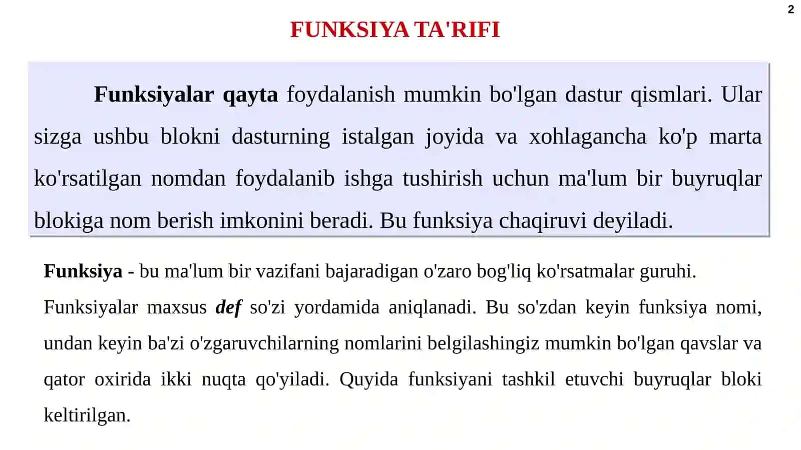 Funksiyalar 2