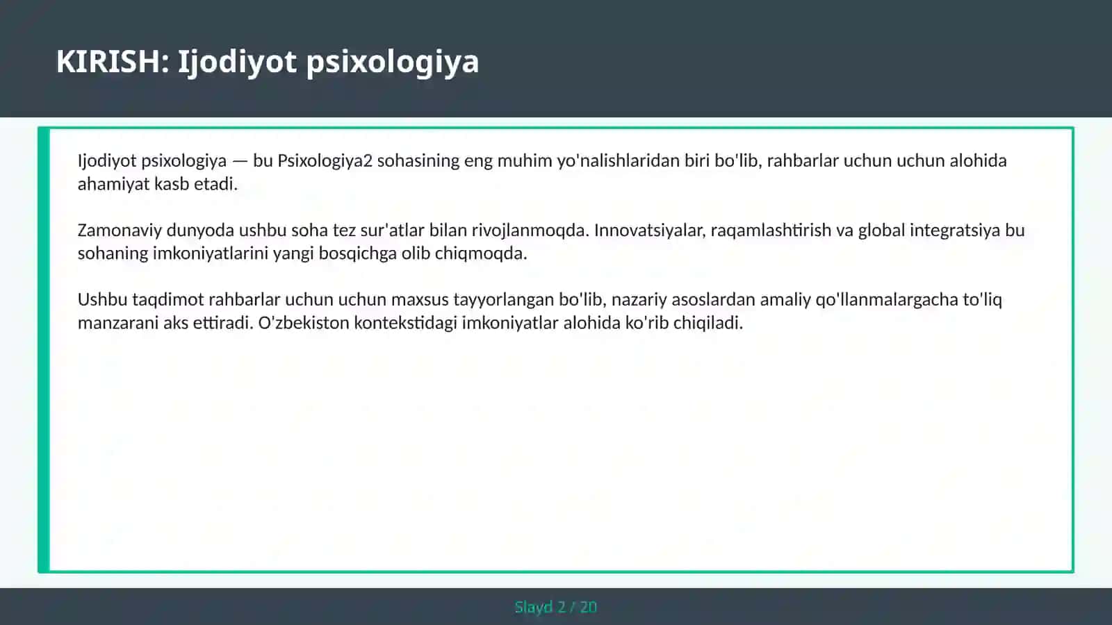 Ijodiyot Psixologiya 2