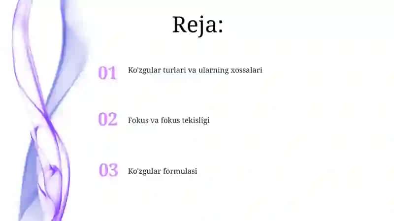 Ko'zgular formulasi 2