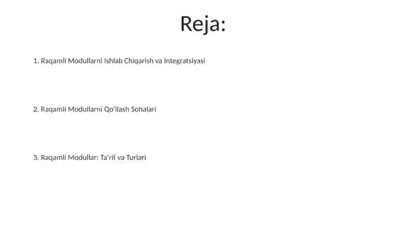 Raqamli Modullar Arxitekturasi 2