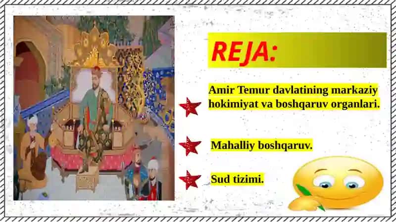 AMIR TEMUR DAVLATINING  BOSHQARUVI 2