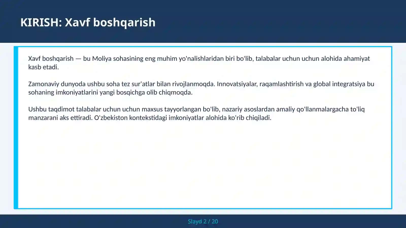 Xavf boshqarish 2