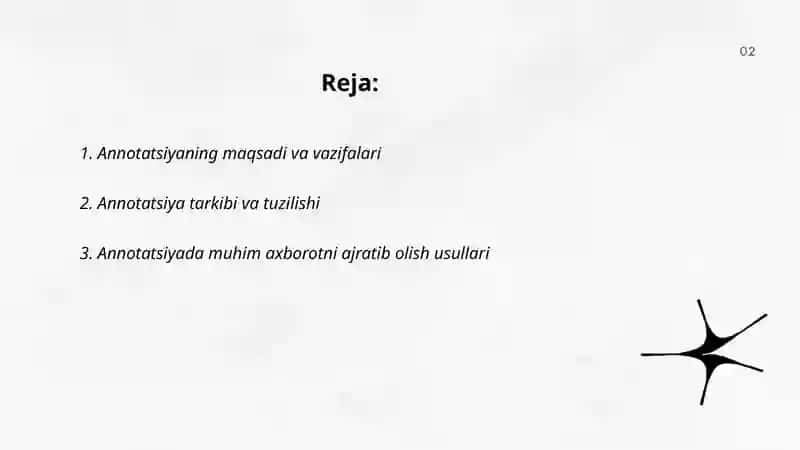 Sohaga oid ixtiyoriy ilmiy asarga annotatsiya tayyorlash 2