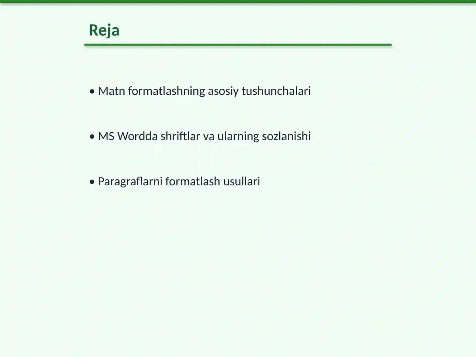 MS Word dasturida matnni formatlash 2