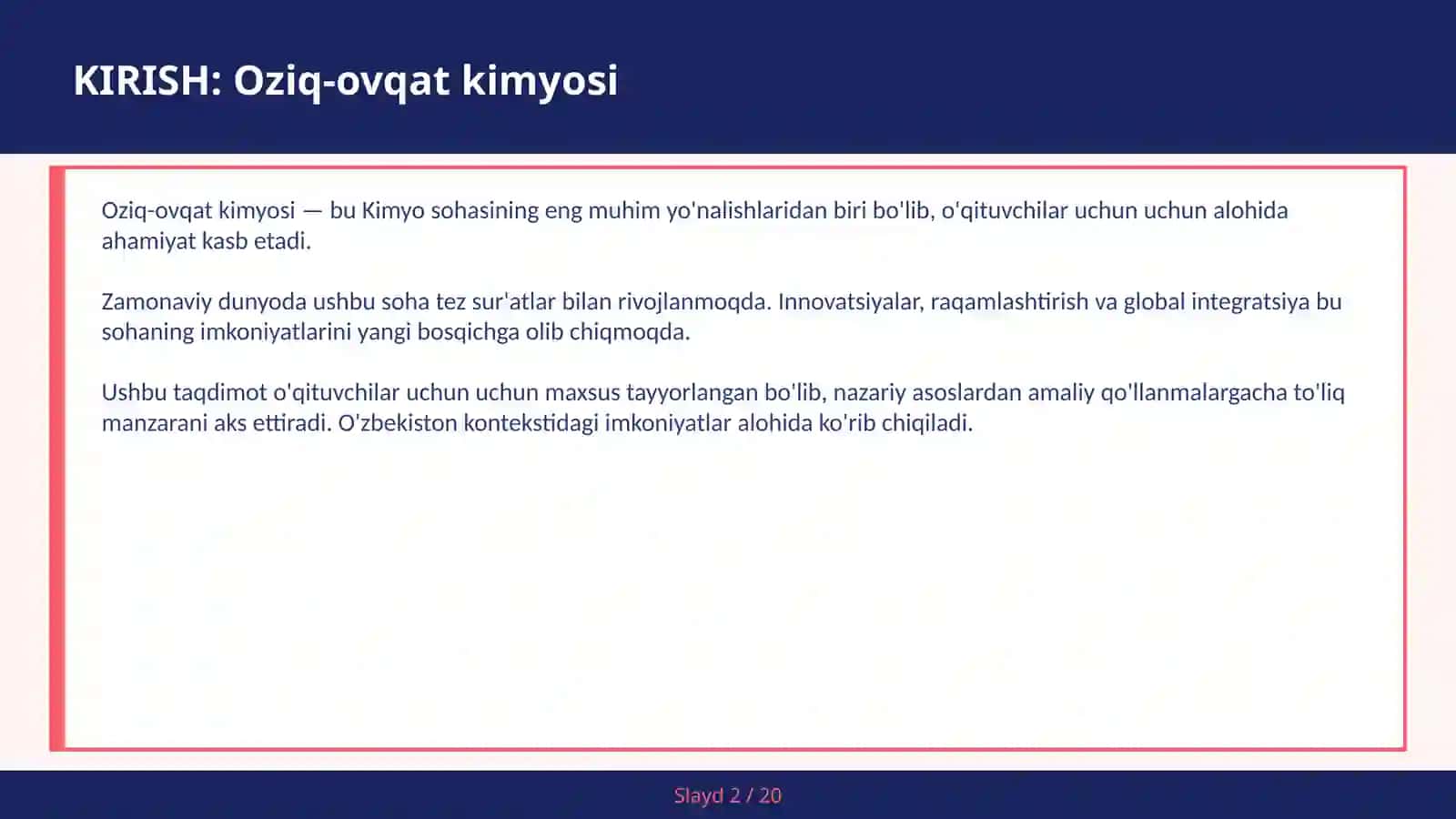 Oziq-ovqat kimyosi 2
