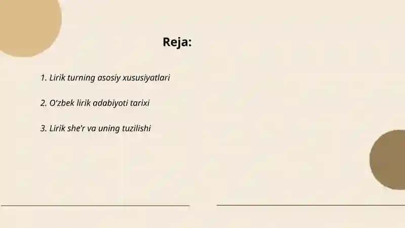 Lirik tur va janrlari 2