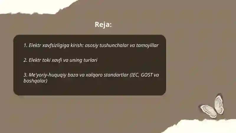 Elektr xavfsizligi va ishonchliligi faniga kirish 2