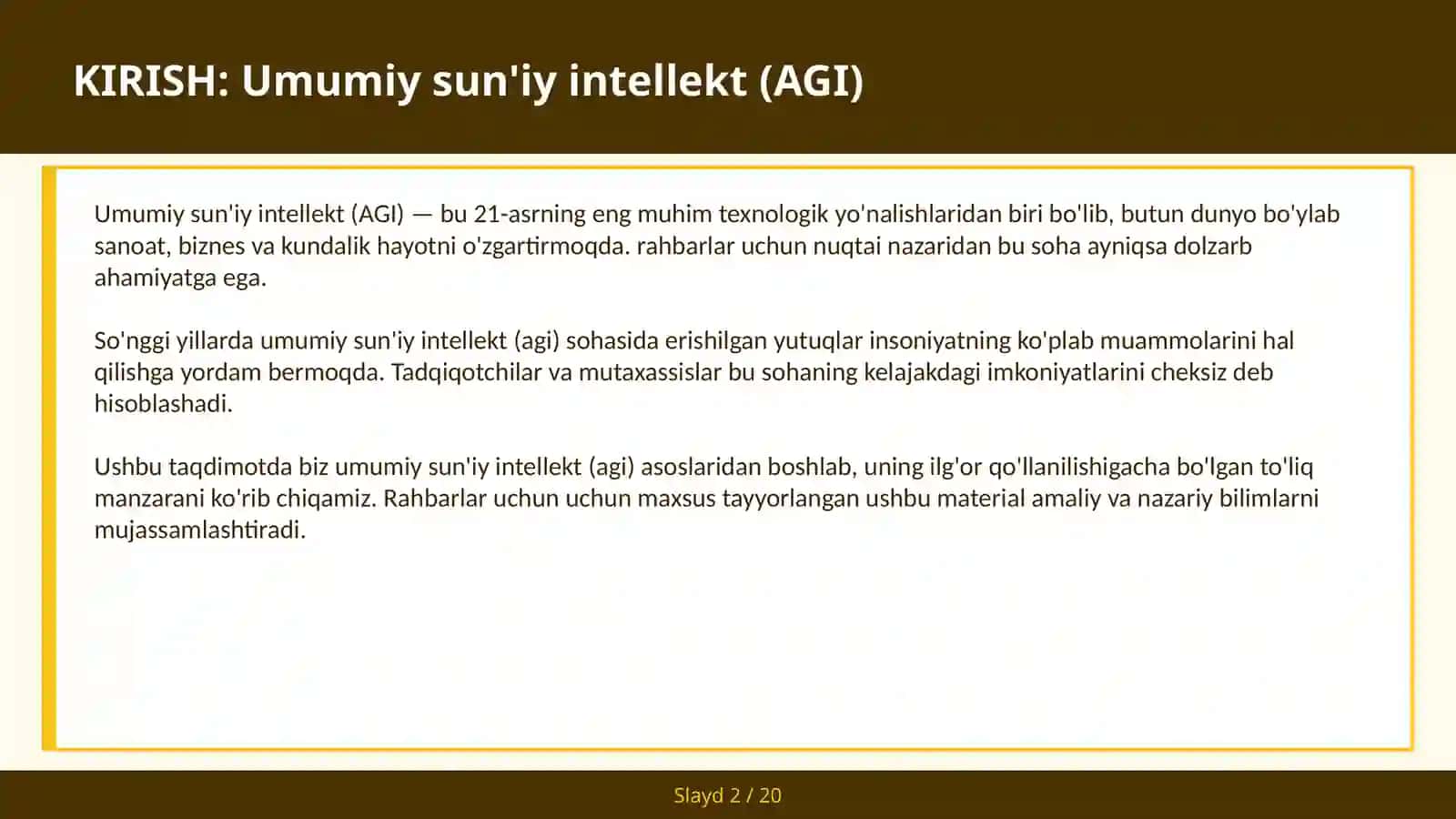 Umumiy sun'iy intellekt (AGI) 2