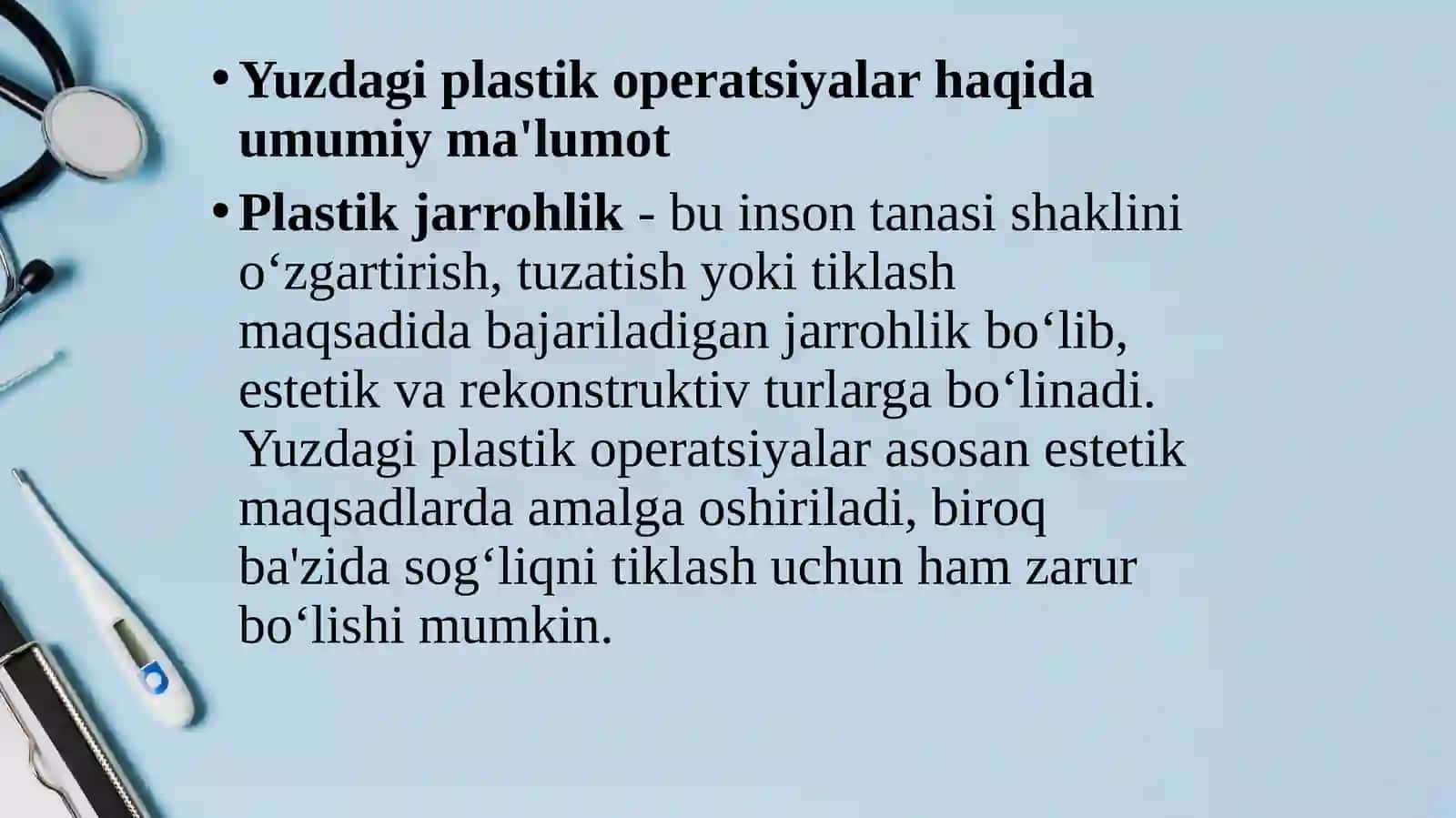YUZDAGI PLASTIK OPERATSIYALAR XUSUSIYATLARI 2