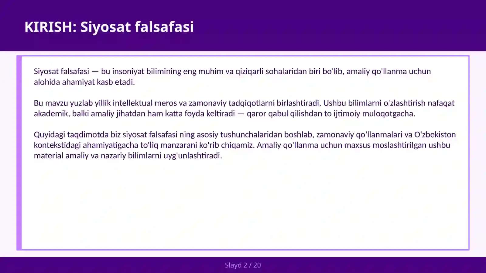 SIYOSAT FALSAFASI 2