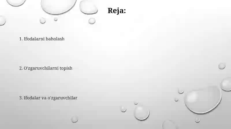 O'zgaruvchi qatnashgan ifoda 2