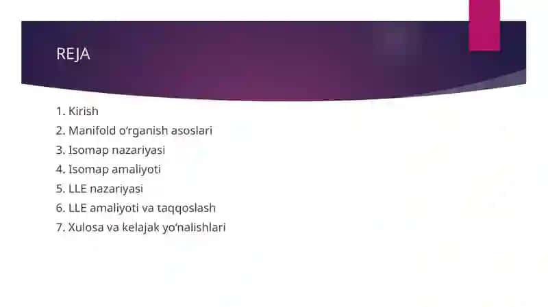 Manifol o'rganish yondashuvlari: Isomap va LLE 2