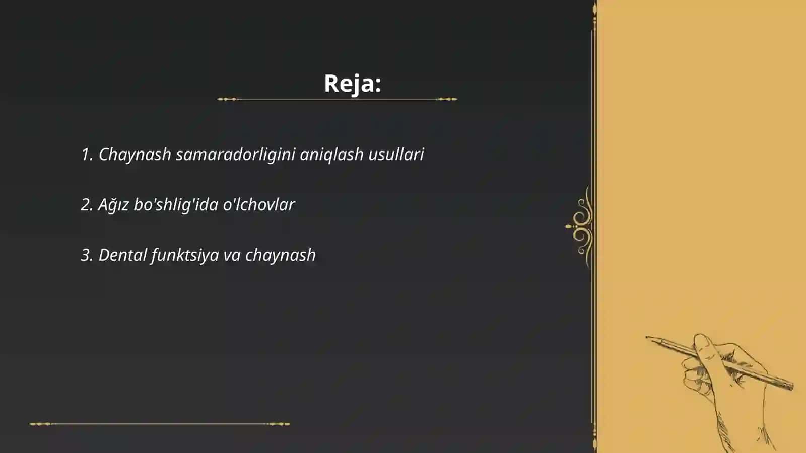 Chaynash samaradorligini aniqlash sinamalari 2