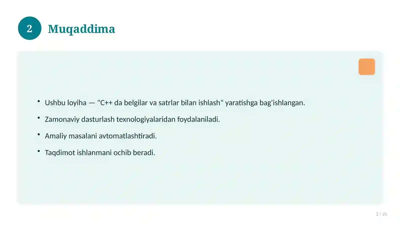 C++ da belgilar va satrlar bilan ishlash 2