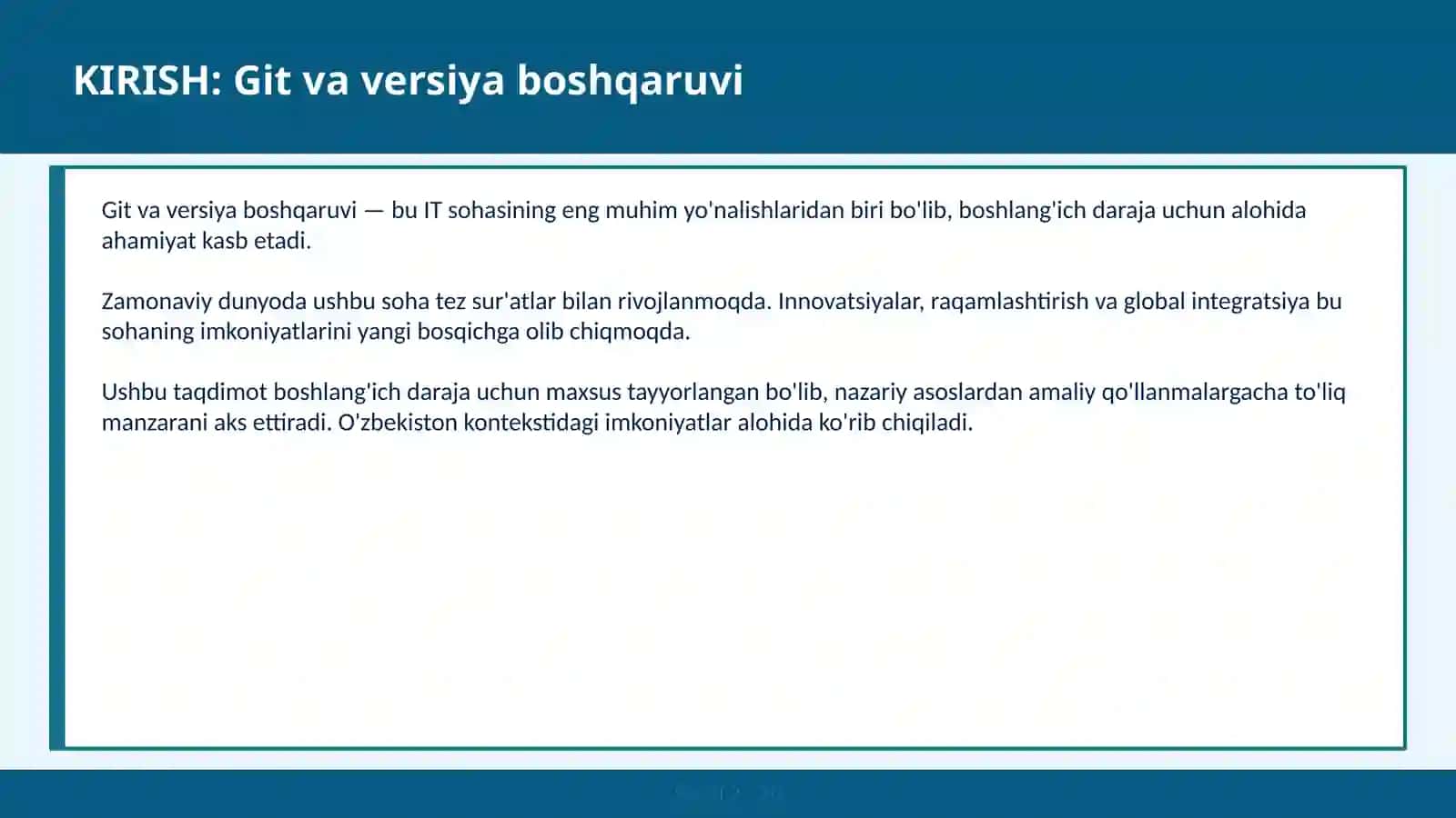Git va versiya boshqaruv 2