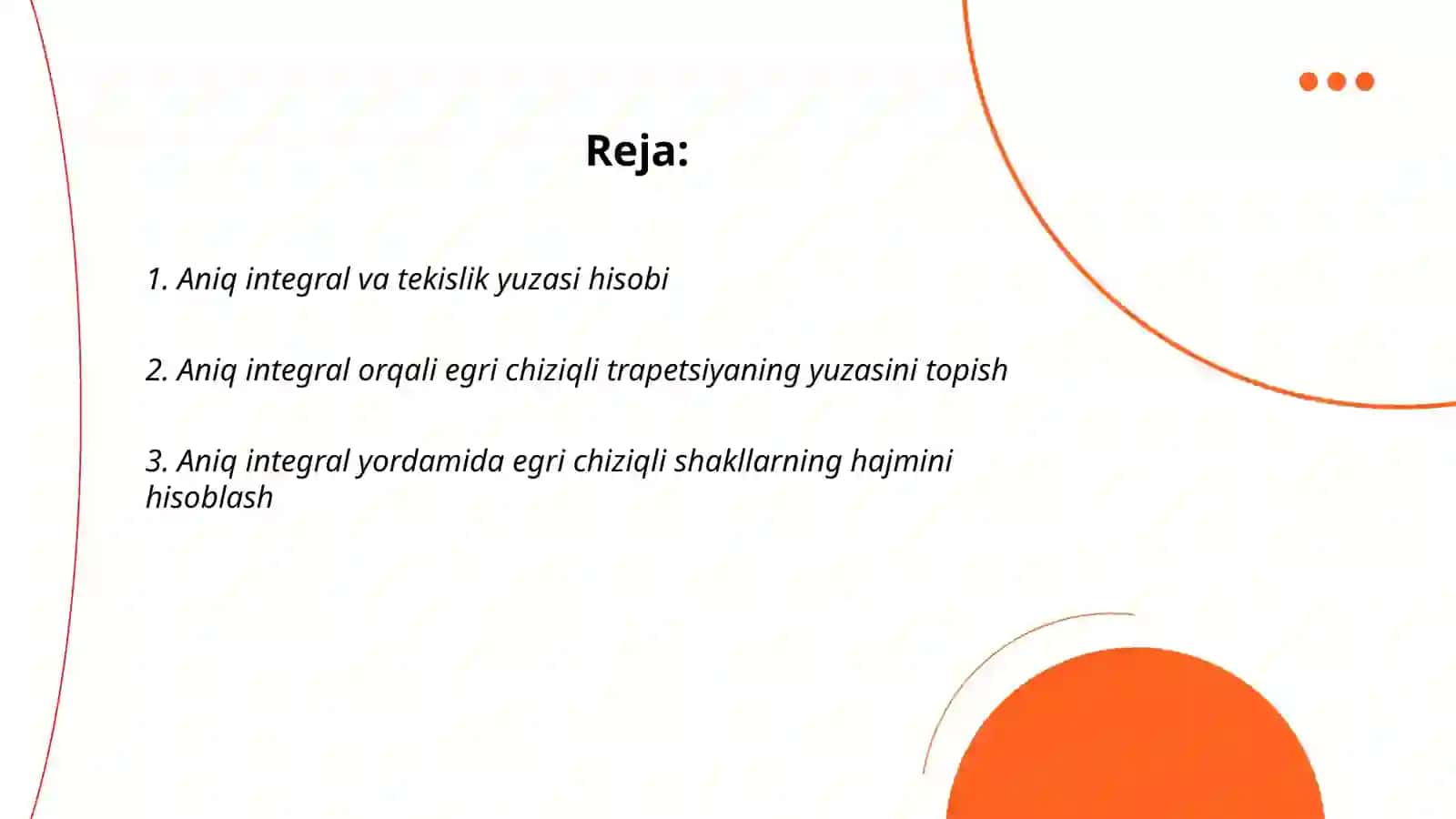 Aniq integralning geometrik tadbiqlari 2