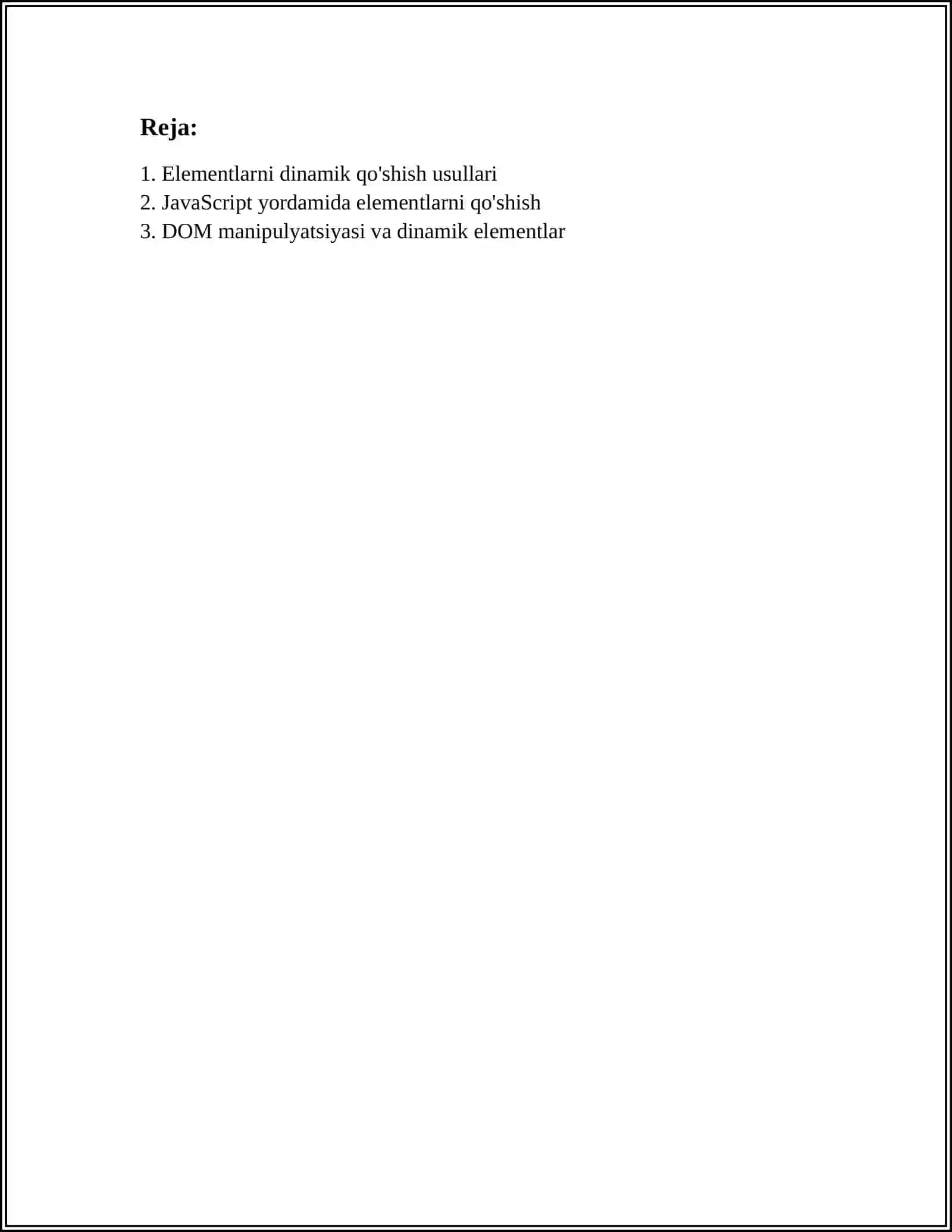 ELEMENTLARNI DINAMIK TARZDA QO'SHISH 2