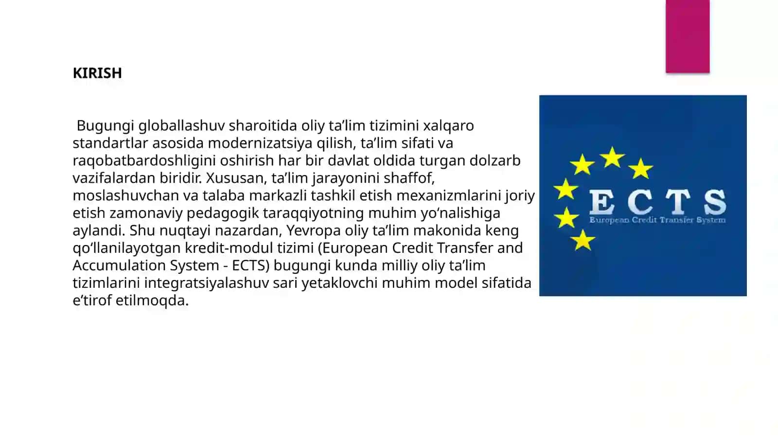 ECTS ning asosiy tamoyillari 2
