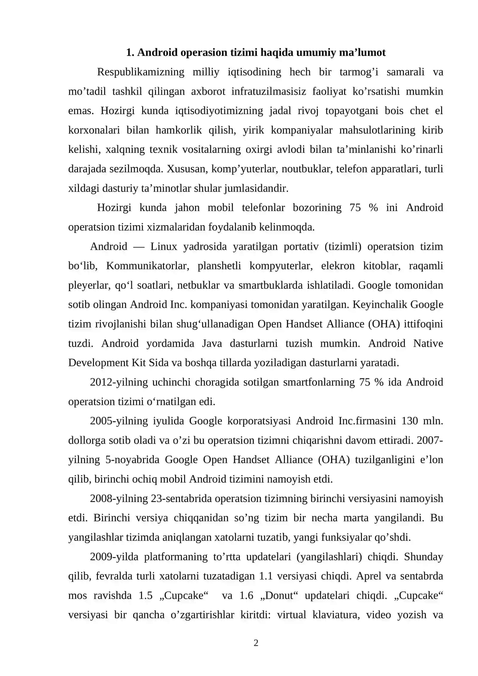Android operatsion tizimi 2