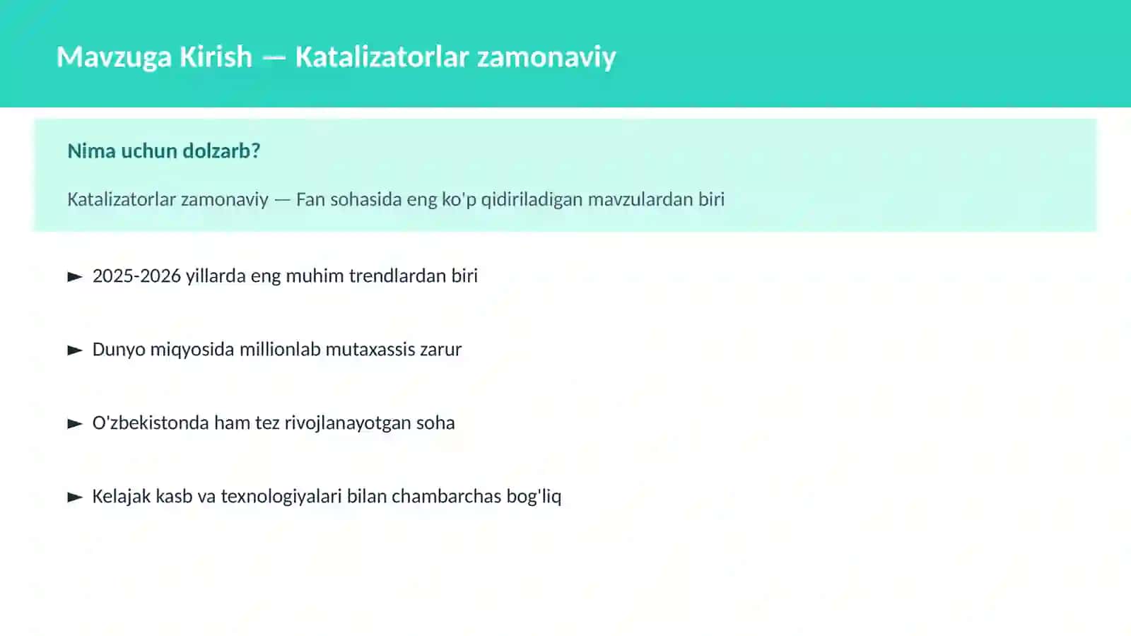 Katalizatorlar zamonaviy 2