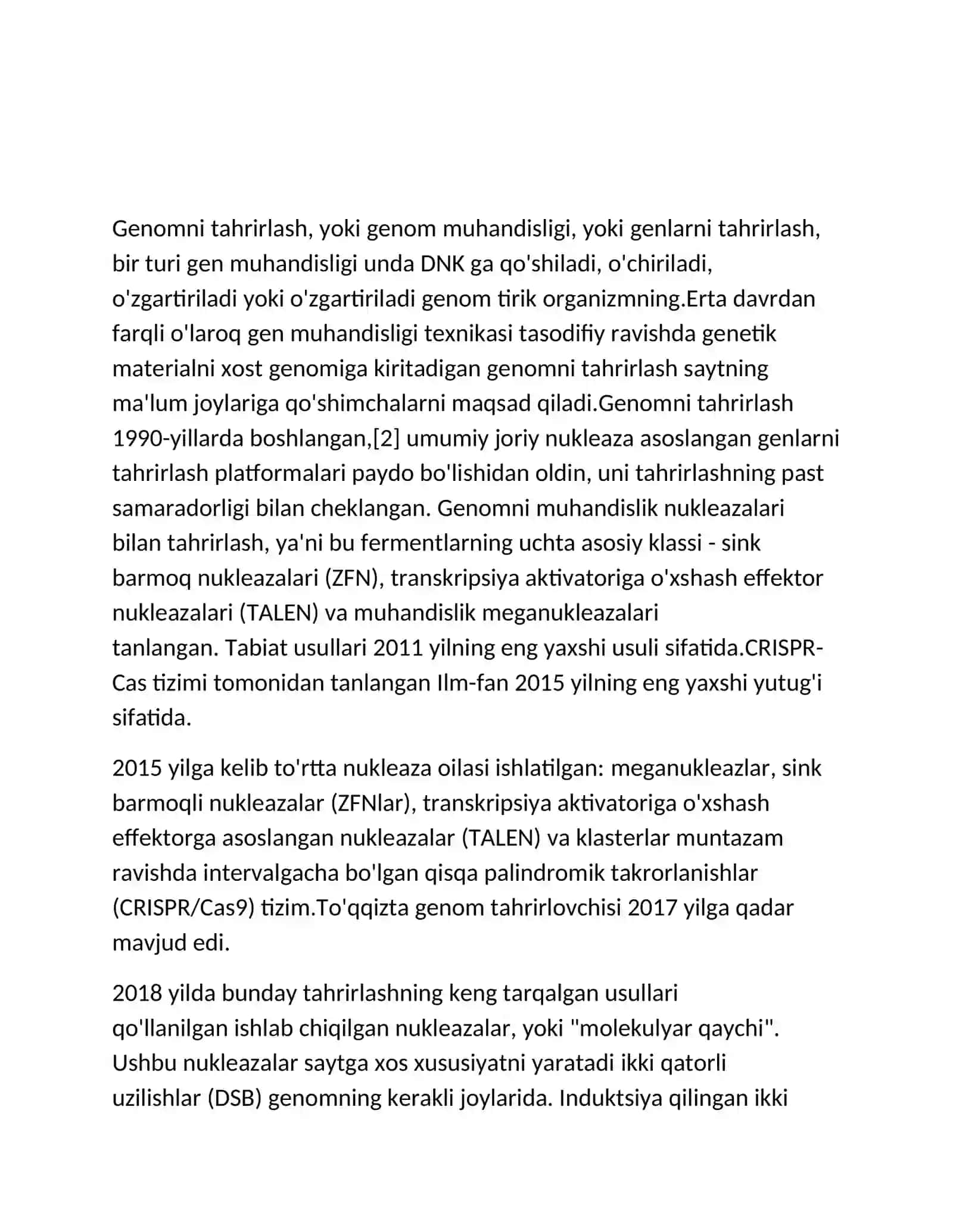 Saodova Dildora - Genetika va genomika asoslari fanidan mustaqil ishi 2